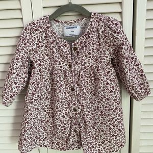 OLD NAVY Corduroy Maroon and Cream Dress 18-24 mos